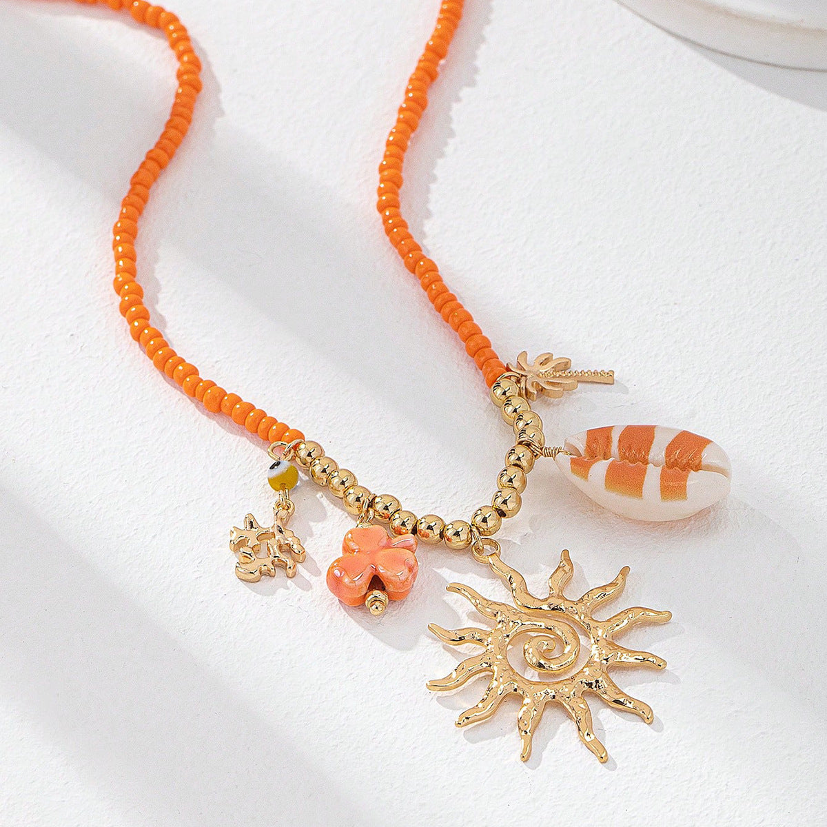 Bohemian Starfish & Shell Beaded Necklace – Summer Beach Jewelry for Women