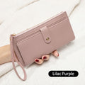 Women's Korean Style Long Wallet – Multi-Card Slot, Zipper & Buckle Closure