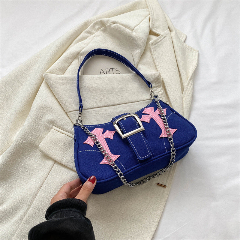 Canvas Small Square Shoulder Bag – Women’s Street Style Underarm Handbag