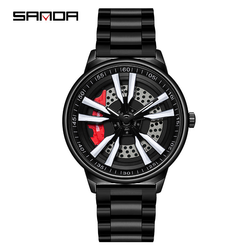 Sanda Men’s Stainless Steel Quartz Watch – Casual Hollow Dial Analog Wristwatch