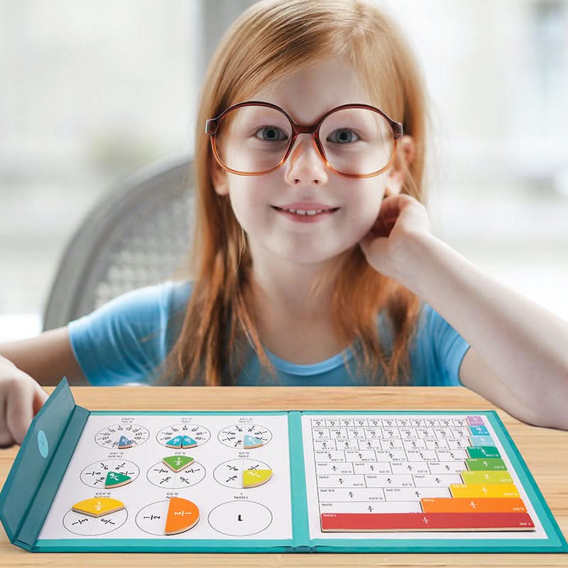 Magnetic Math Fraction Board for Kids, Zebra Design