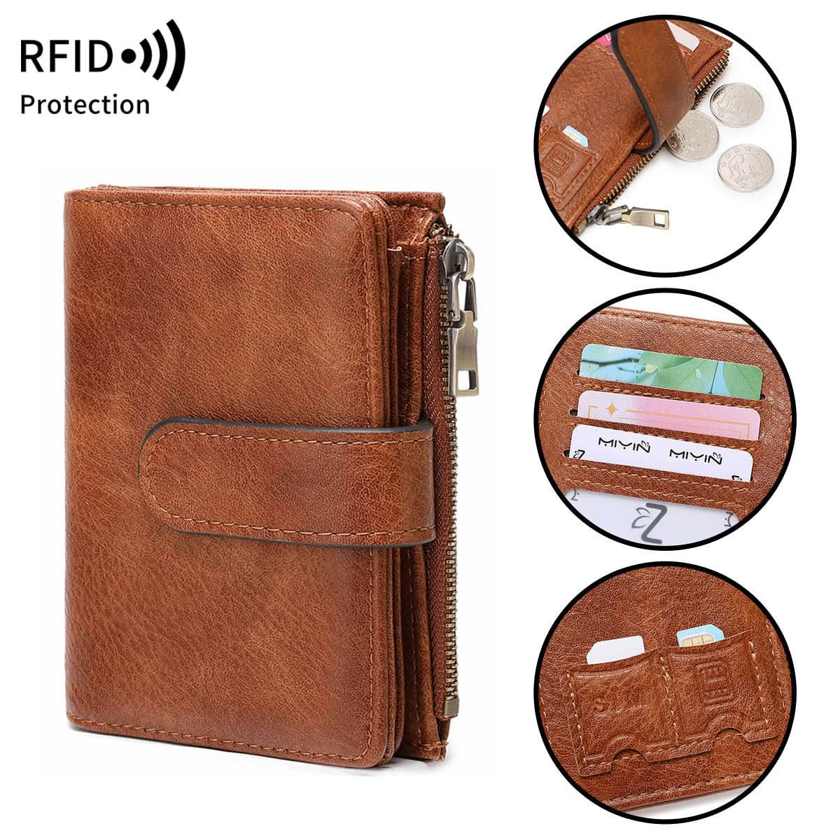 Women's RFID Blocking PU Leather Tri-Fold Wallet – Multi-Card