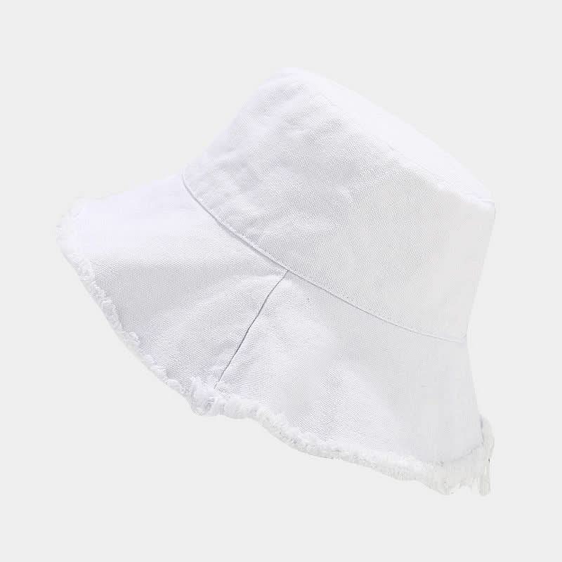 Women's Washed Cotton Bucket Hat – With Fur Edge and Hanging Rope