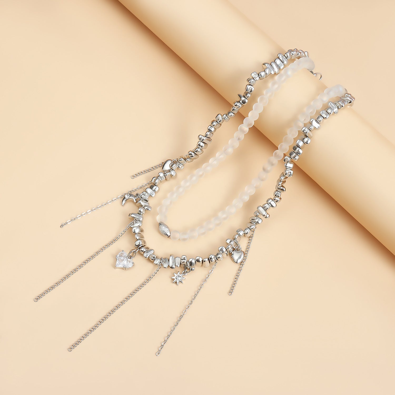 Zircon Heart Tassel Necklace for Women – Crystal Beaded Clavicle Chain Jewelry