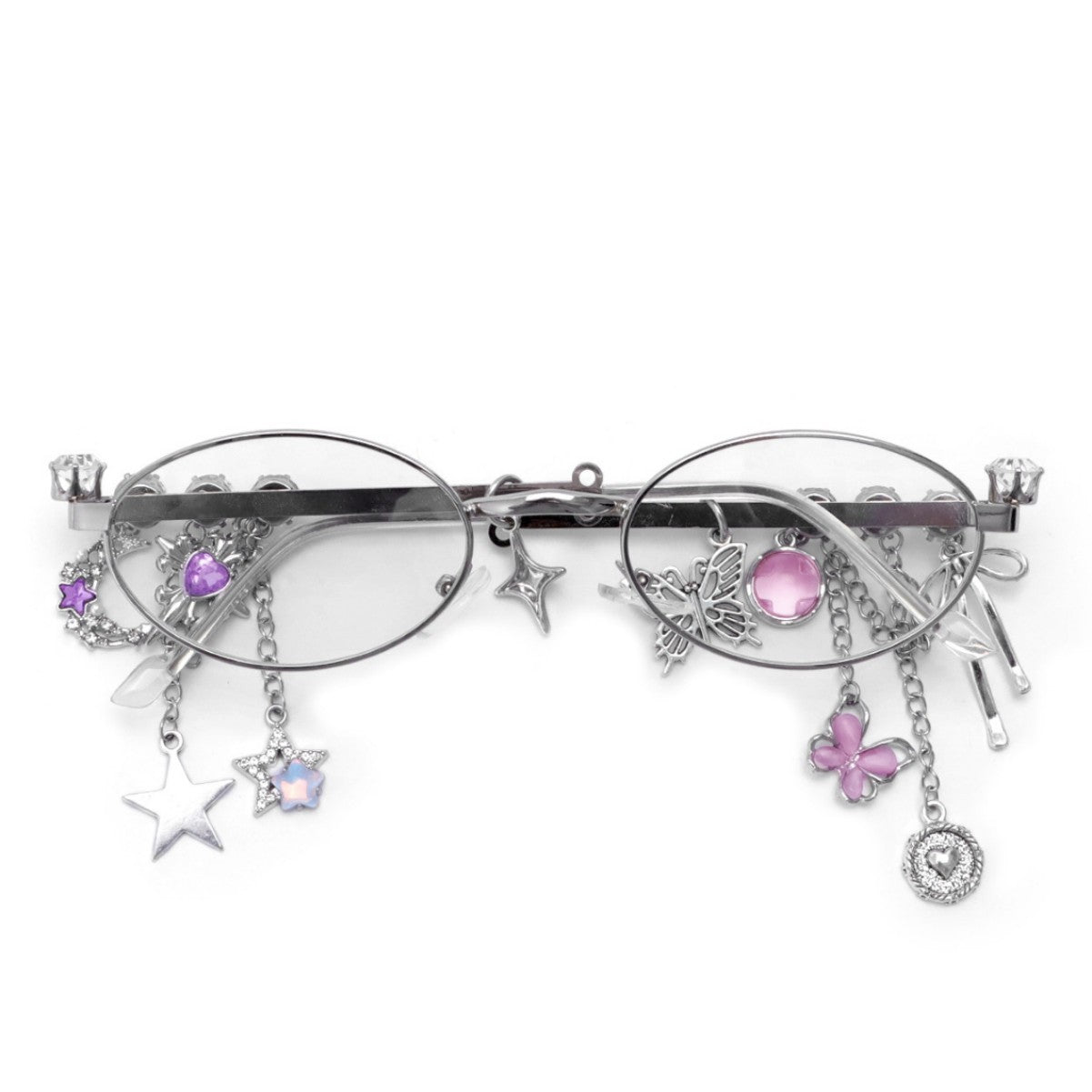 Star Diamond Oval Glasses for Women – Anti-Blue Light Fashion Eyewear with Chain