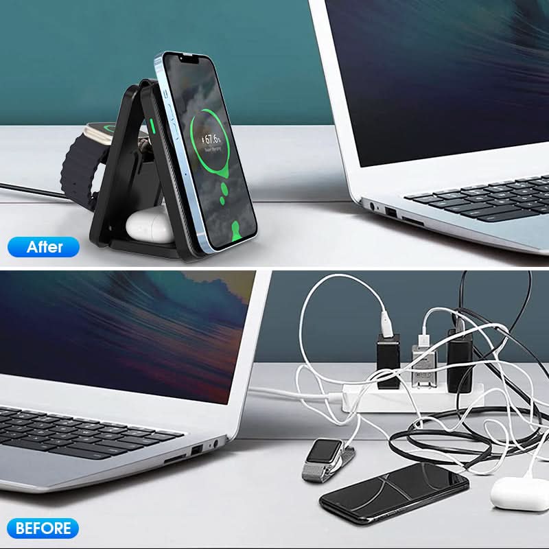 3-in-1 Folding Magnetic Wireless Charger – Fast Charging Station
