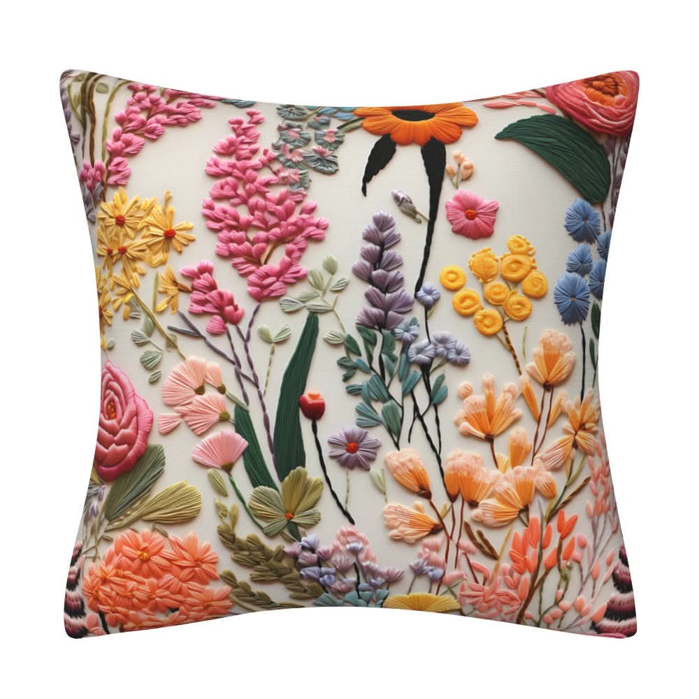 3D Imitation Embroidery Flower Pillow Cover