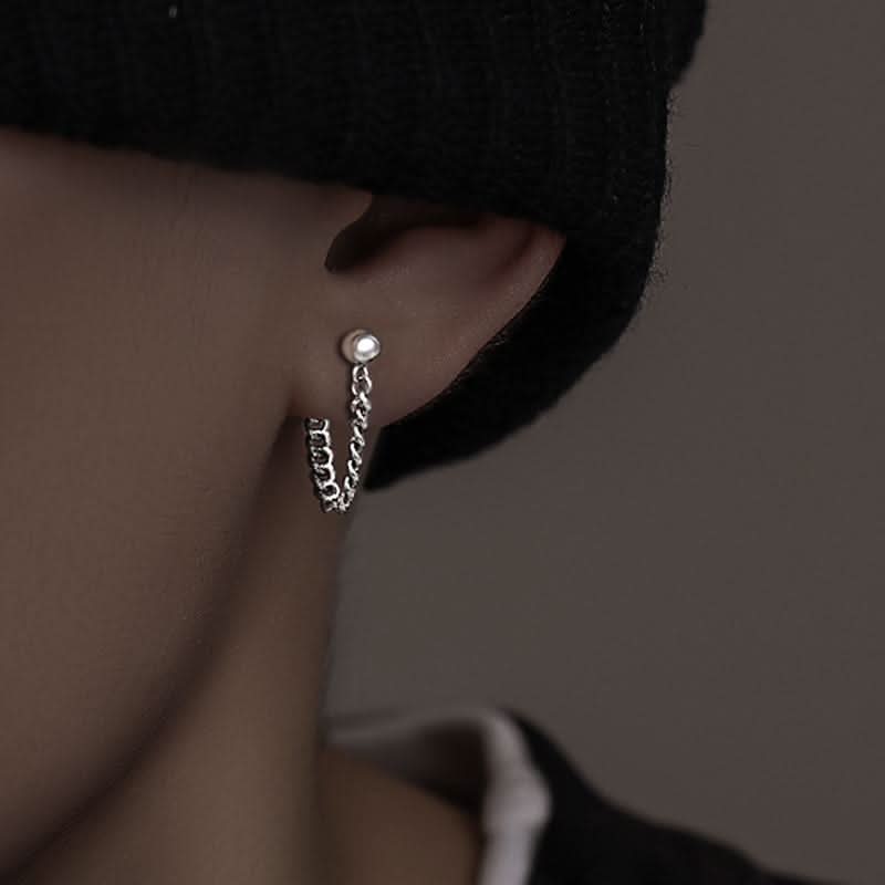 Men’s Silver Tassel Earrings – Punk Gothic Statement Jewelry