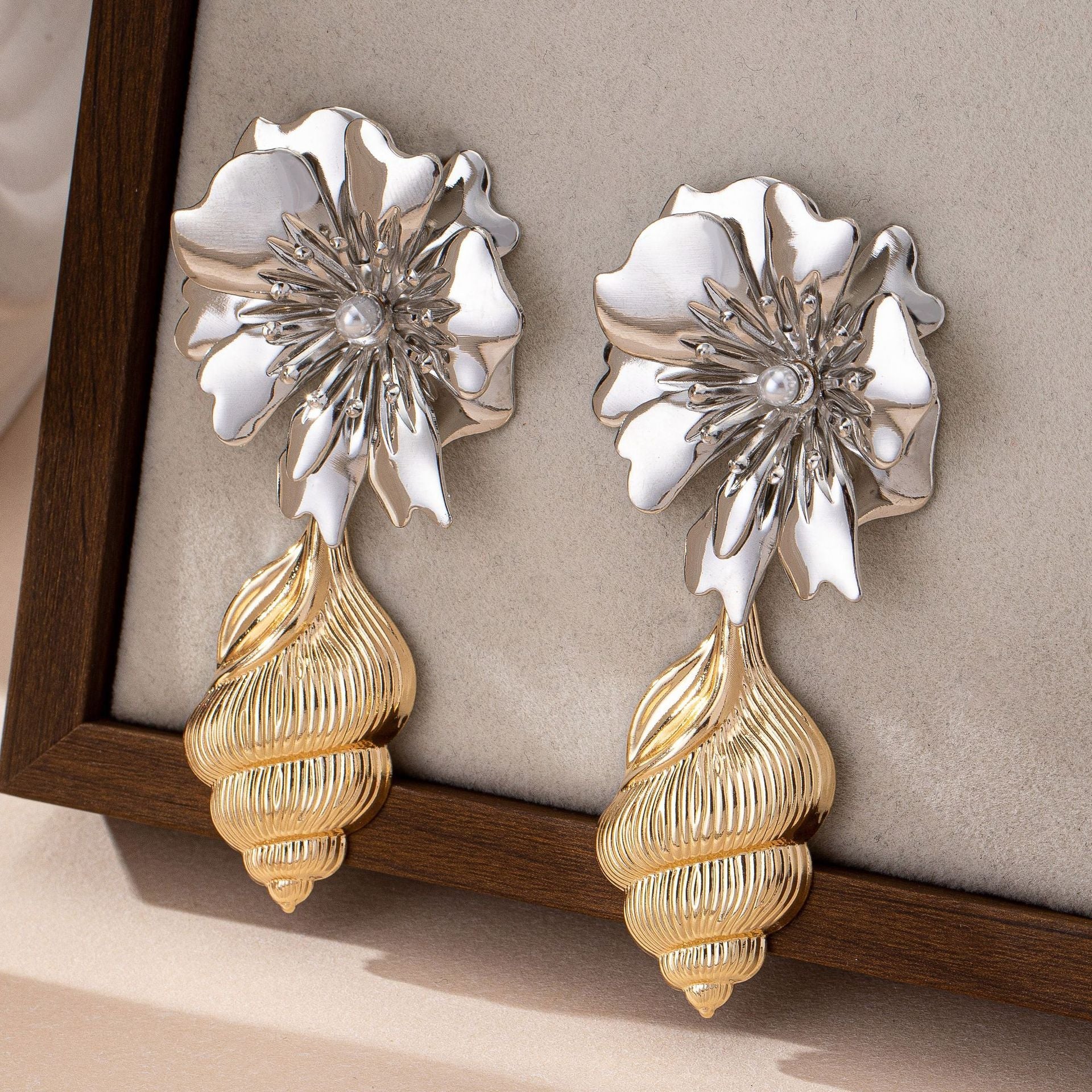 Pearl Flower Earrings for Women – Alloy Design Ocean Holiday Jewelry