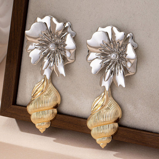 Pearl Flower Earrings for Women – Alloy Design Ocean Holiday Jewelry
