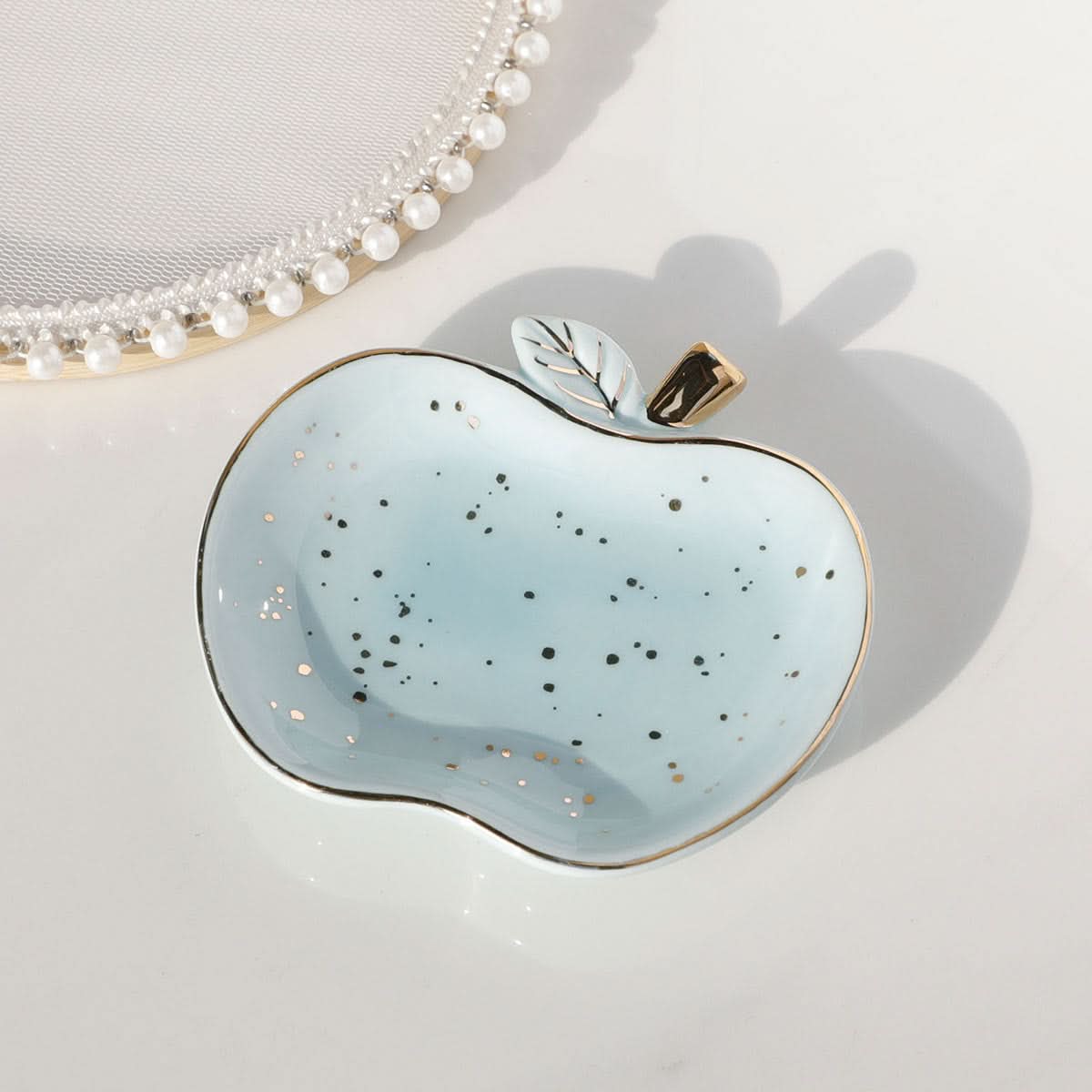 Pink Apple-Shaped Ceramic Tray - Jewelry & Storage Tray (Set of 2 pcs.)
