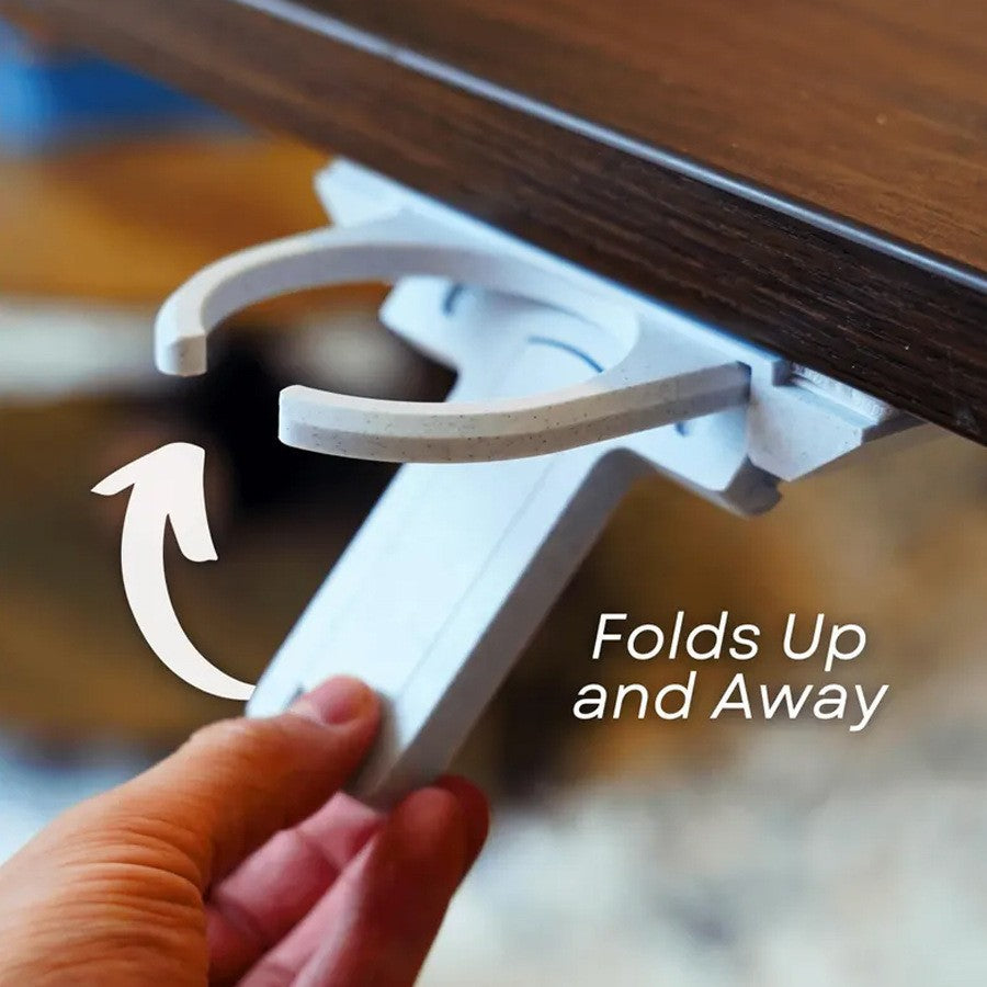 Foldable Under-Desk Cup Holder – Wall-Mounted Retractable Drink Holder
