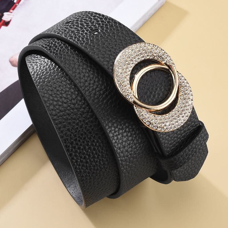 Women's Elegant Thin Belt – Double Round Buckle Waist Belt