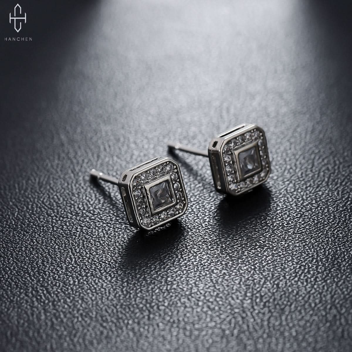 Unisex Silver Zircon Earrings – Titanium Steel Geometric Earrings