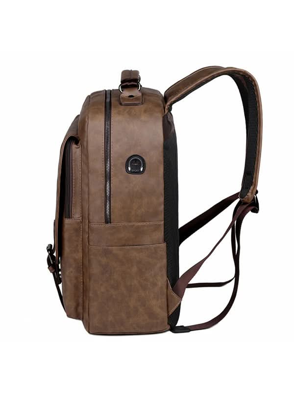 Men’s Large-Capacity PU Leather Backpack – Stylish School & Sports Bag
