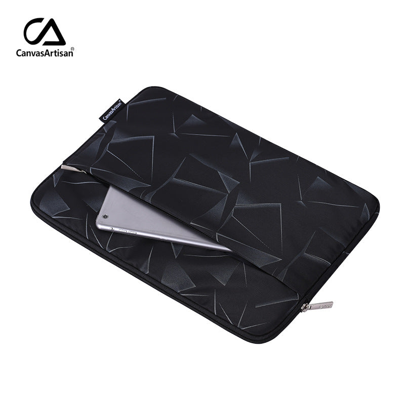 Black Graphical Shadow Printed Laptop Sleeve Case – Shock-Resistant, Waterproof, Fits 11"–15" Devices