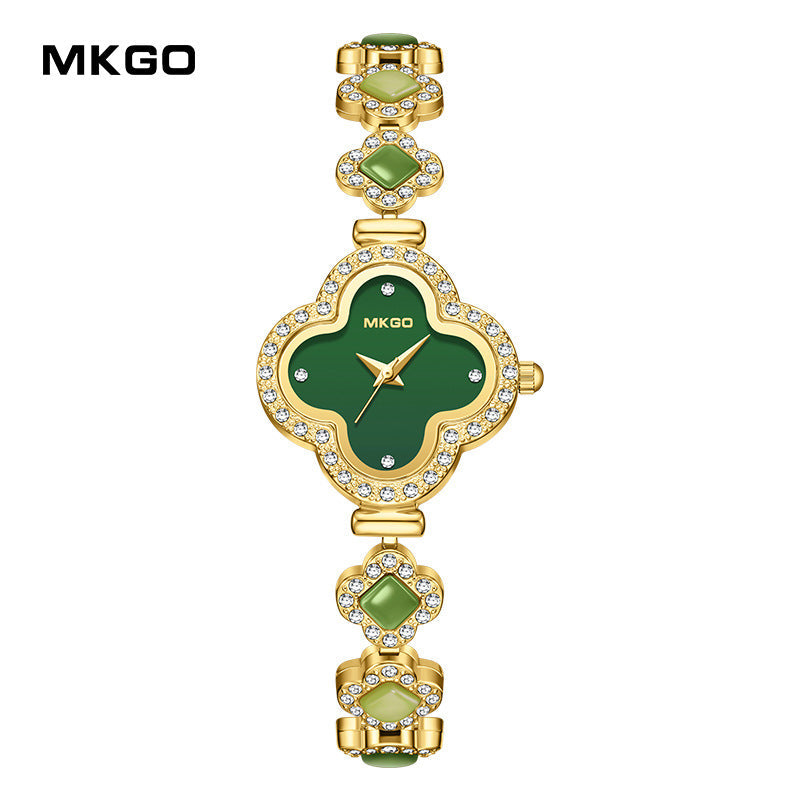 Mokago Women’s Four-Leaf Clover Quartz Watch – Luxury Jewelry Bracelet Timepiece