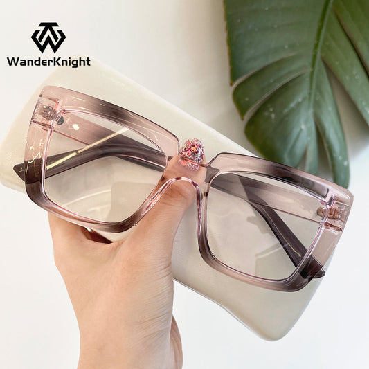 Candy Color Anti-Blue Light Glasses – Square Frame Eyewear for Adults, Myopia-Ready