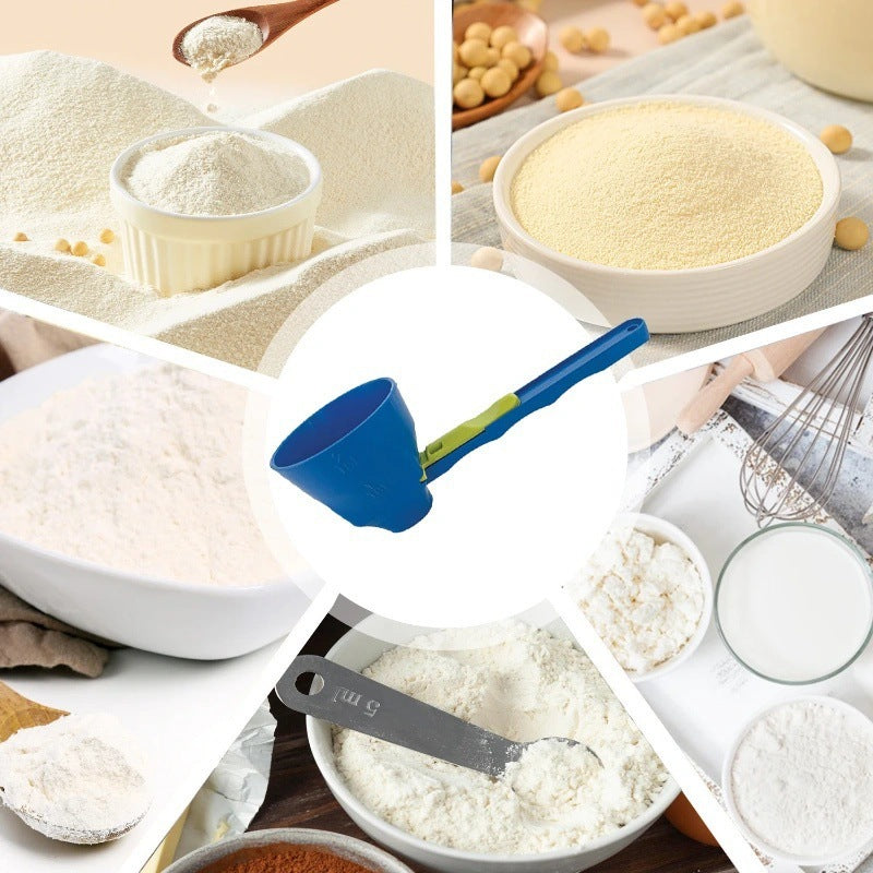 Mess-Free Sliding Measuring Spoon Funnel – Leak-Proof Protein Powder & Coffee Scoop