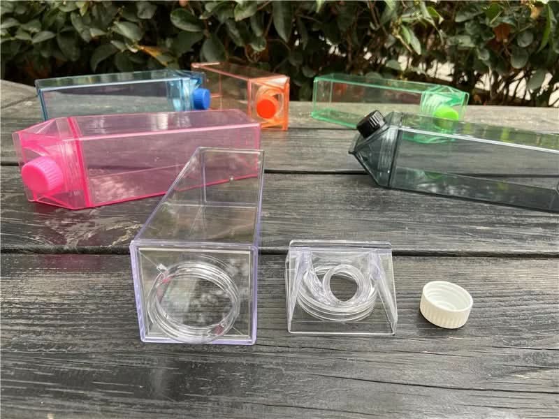 Transparent Square Milk Cup -Japanese Style Plastic Drink Cup