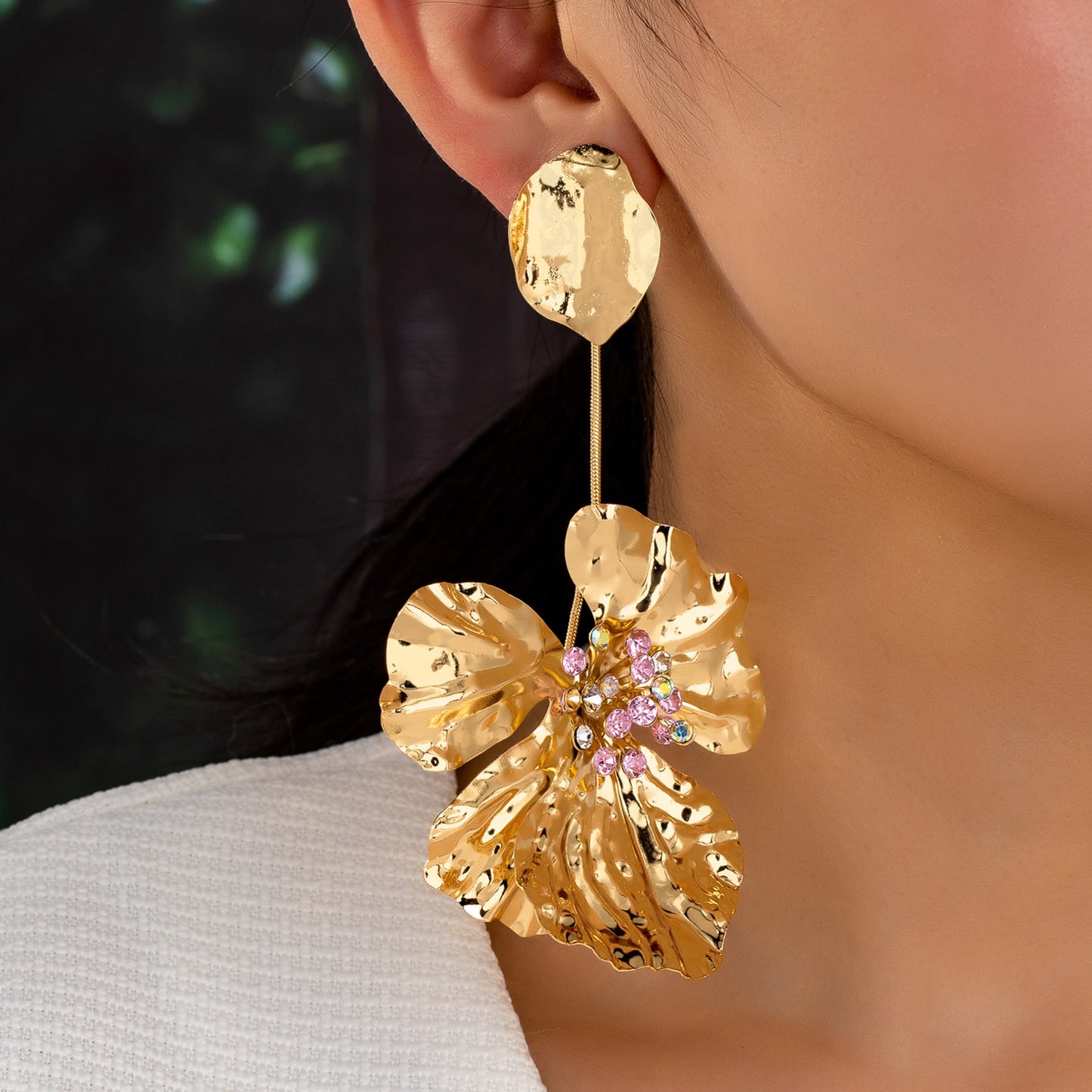 Elegant Flower Statement Earrings for Women – Alloy Large Floral Party Jewelry
