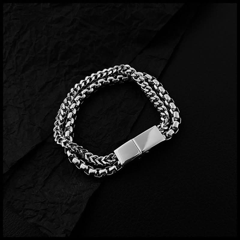 Unisex Fashionable Double-Layer Cuban Bracelet – Stacking Chain