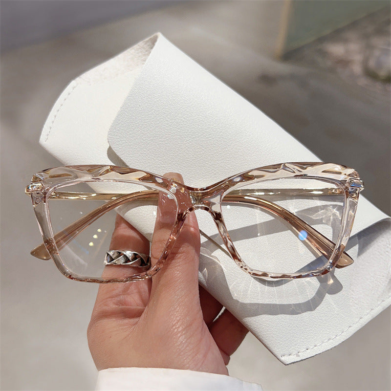 Cat-eye Anti-Blue Light Glasses for Women – Irregular Frame Trendy Flat Eyewear