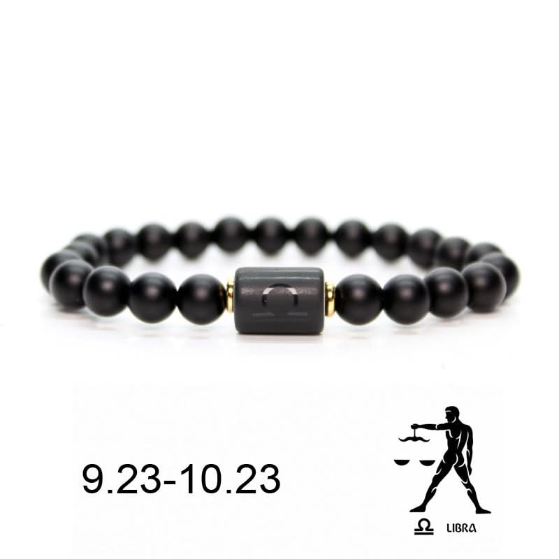 12 Constellations Black Agate Bracelet – Unisex Zodiac Bracelet