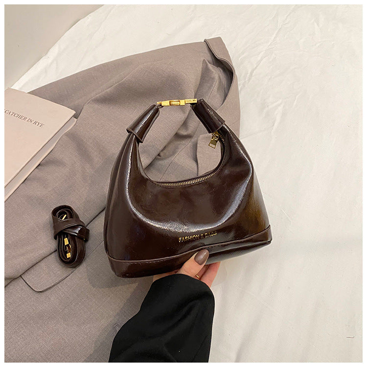 Retro Square Shoulder Handbag for Women – Solid Color PU Crossbody Bag with Zipper Closure