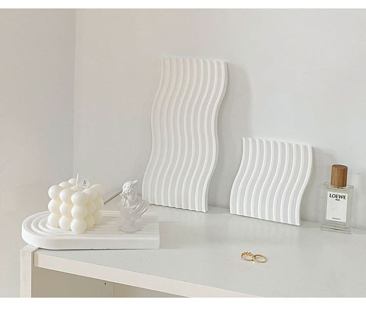 Nordic 3D Plaster Round Tray - Wave Pattern, Photo Props & Decoration
