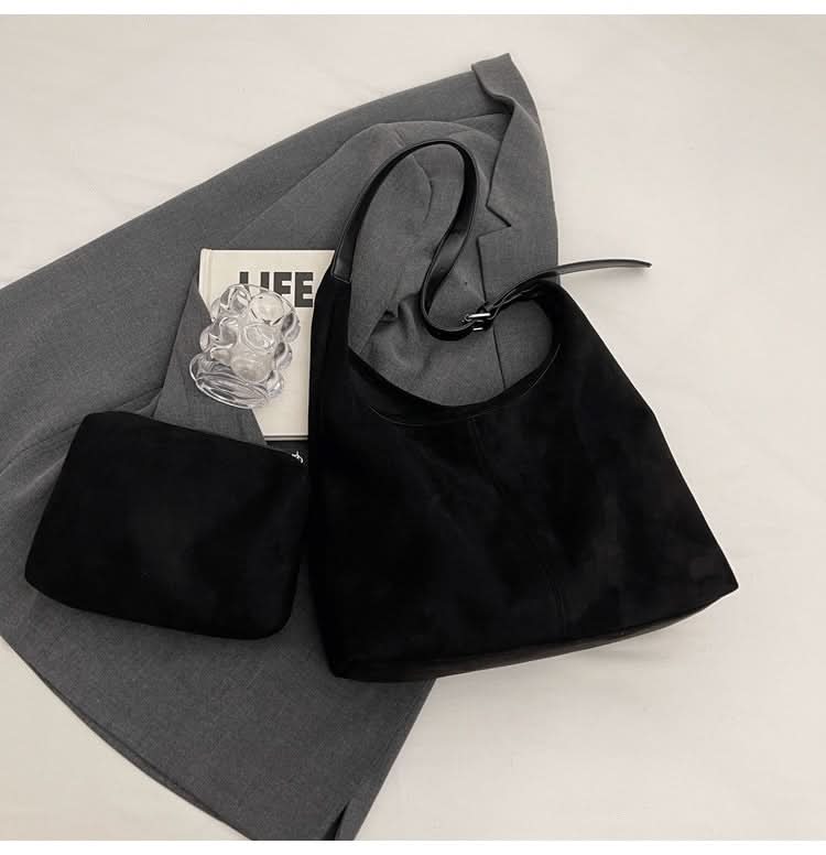 Women's Trendy Suede Bucket Bag – Retro Shoulder Tote for Women