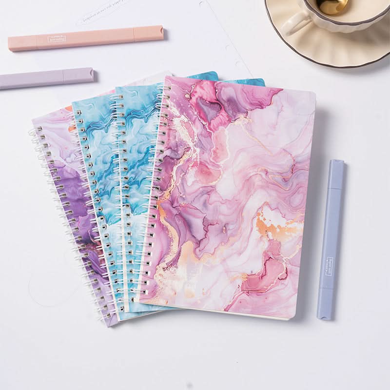 Marble Pattern Coil Notebooks - Pack of 4