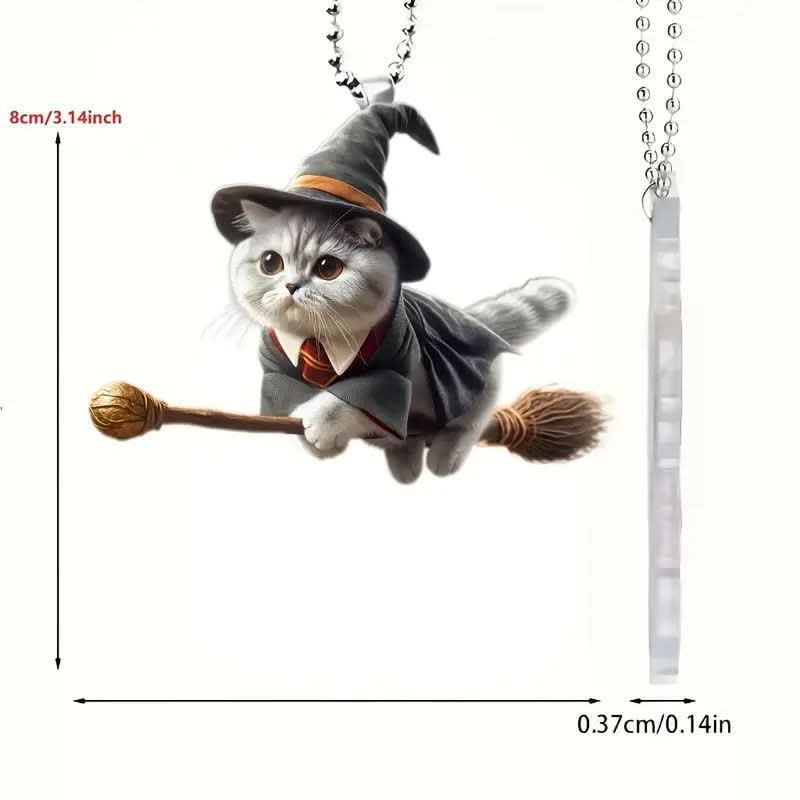 Magic Cat Acrylic Car Pendant Keychain