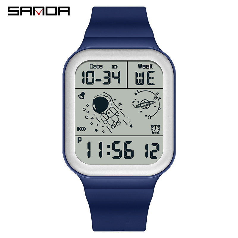 Sanda Digital Watch for Mens – Waterproof Luminous Alarm Student Square Watch