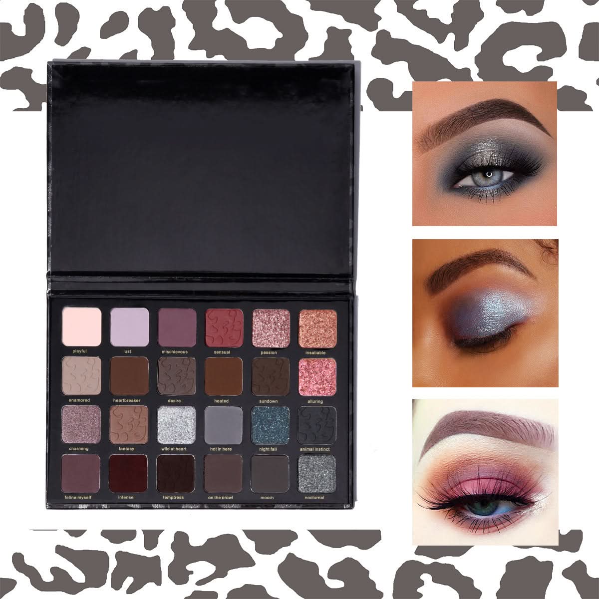 24-Color Leopard Eyeshadow Palette – Chameleon Matte & Pearlescent Shades
