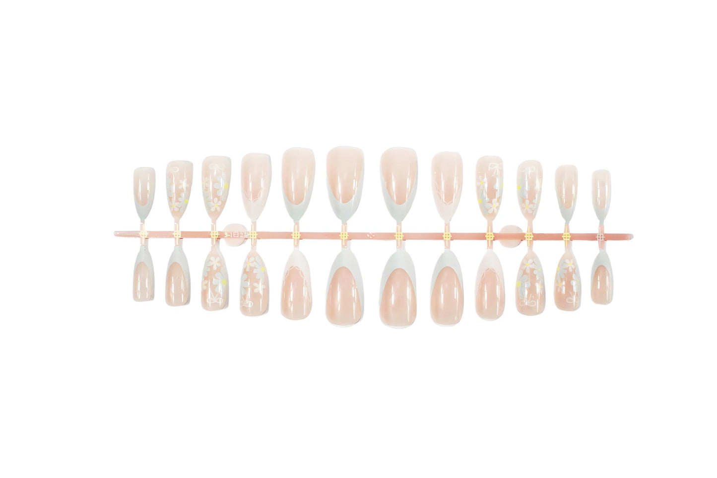 Cute Floral Almond Press-On Nails – Pastel Acrylic Nails with Bows