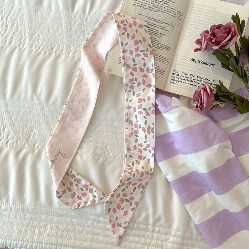 Silk Scarf Ribbon Ponytail Bow - Letter Headband Accessory (Set of 2pcs.)