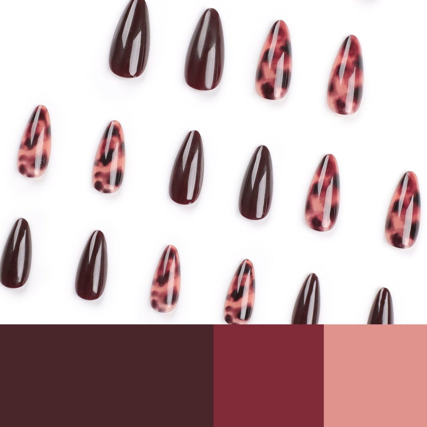 Tortoiseshell Stiletto Press-On Nails – Glossy Dark Brown Medium Length