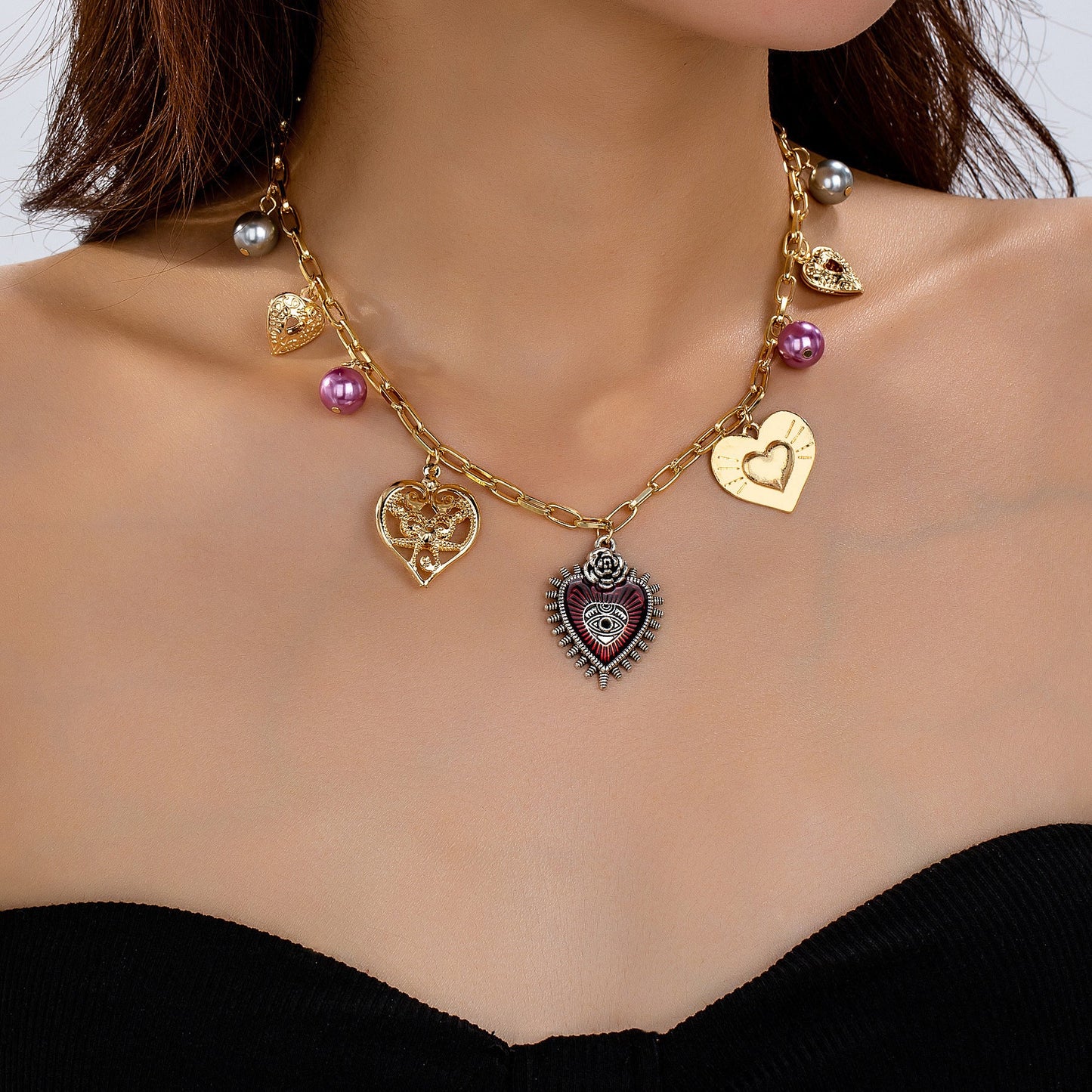 Red Heart Ball Pendant Necklace – Elegant Fashion Jewelry for Women