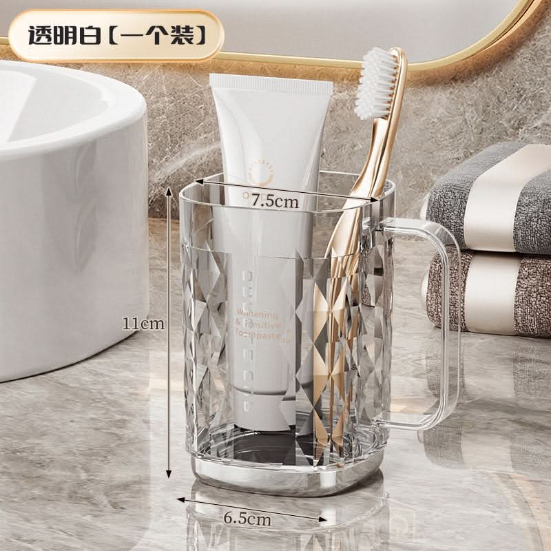 Diamond Pattern Toothbrush & Mouthwash Cup – High-Temperature Resistant