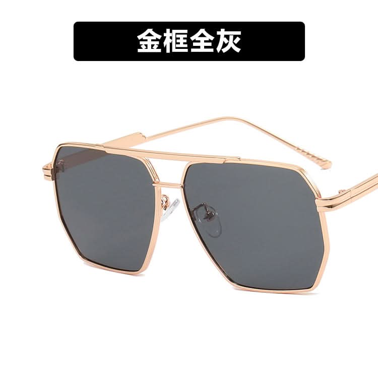 Double-Beam Pilot Sunglasses – UV400 Protection, Retro Polygonal Style