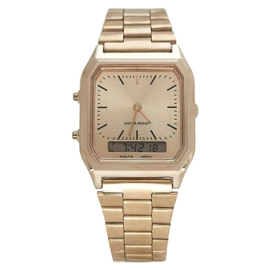 Men’s Classic Retro Golden Electronic Watch with Steel Band