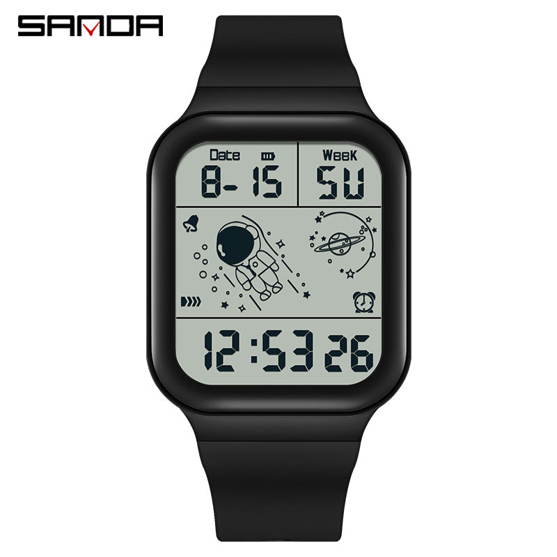 Sanda Digital Watch for Mens – Waterproof Luminous Alarm Student Square Watch