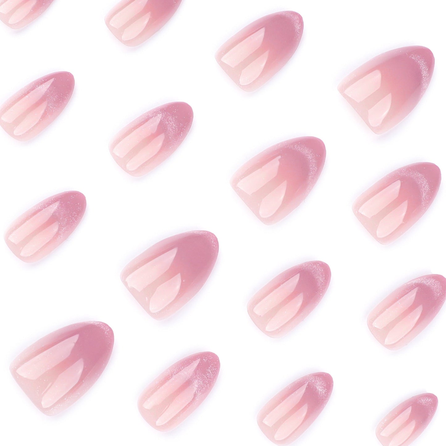Glossy Pink Ombre Press-On Nails – Elegant Oval Acrylic Glue-On Tips