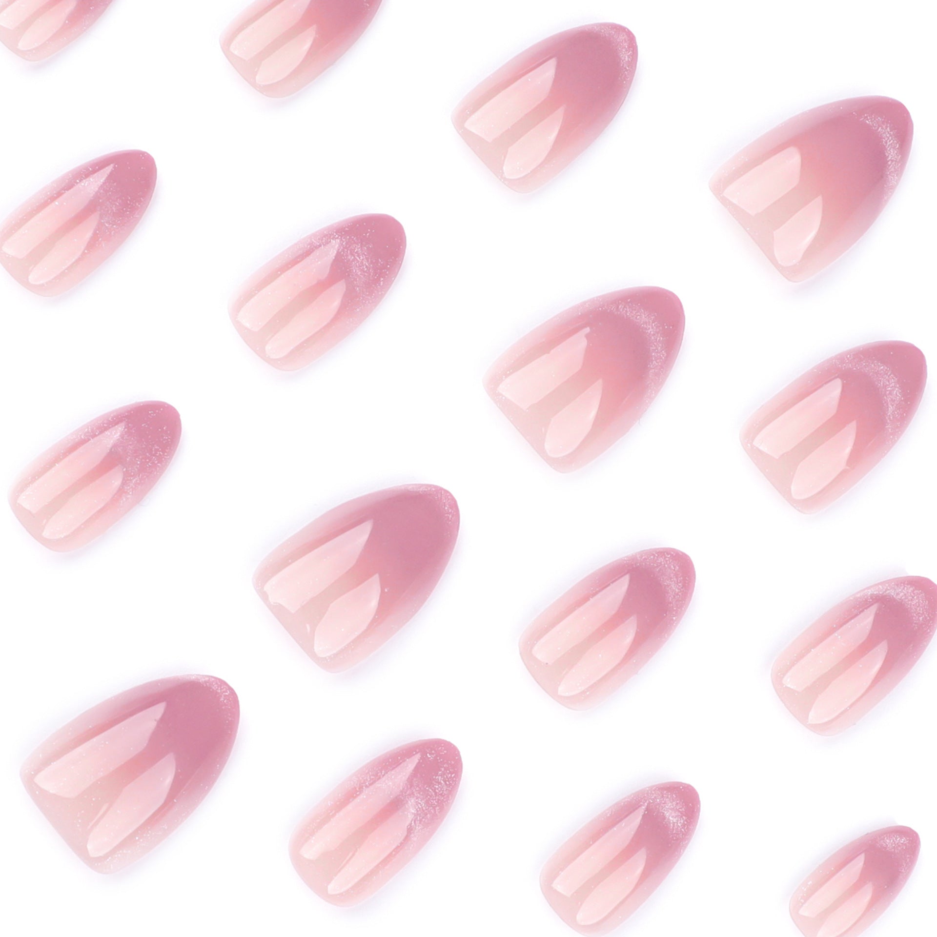 Glossy Pink Ombre Press-On Nails – Elegant Oval Acrylic Glue-On Tips