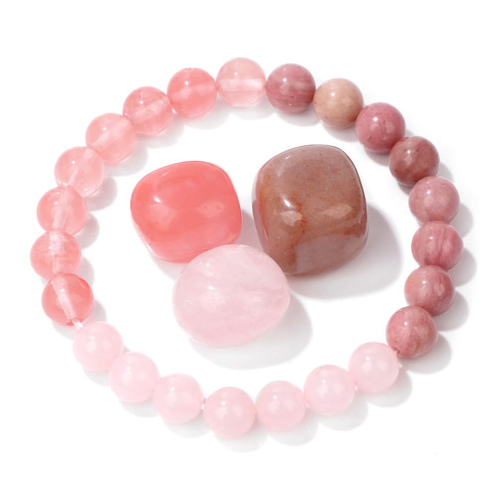 Unisex Boho Natural Stone Bracelet Set – Raw Agate & Volcanic Beads