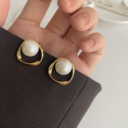 Korean Pearl Teardrop Earrings for Women – Geometric Hollow Design