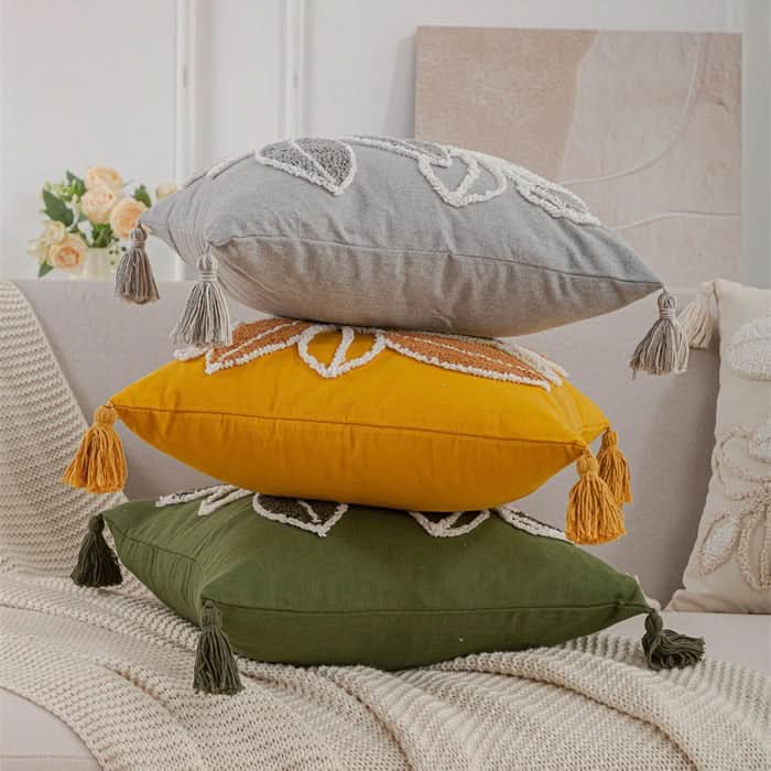 Nordic Red Leaf Velvet Pillow Cover