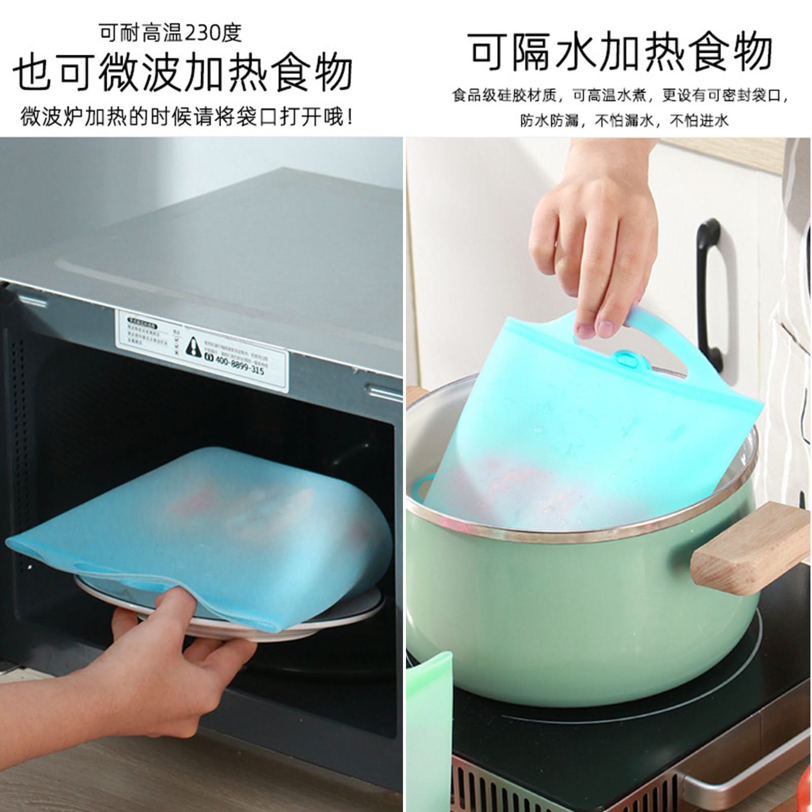 Reusable Silicone Heat-resistant Food Storage Bags – 1000ml