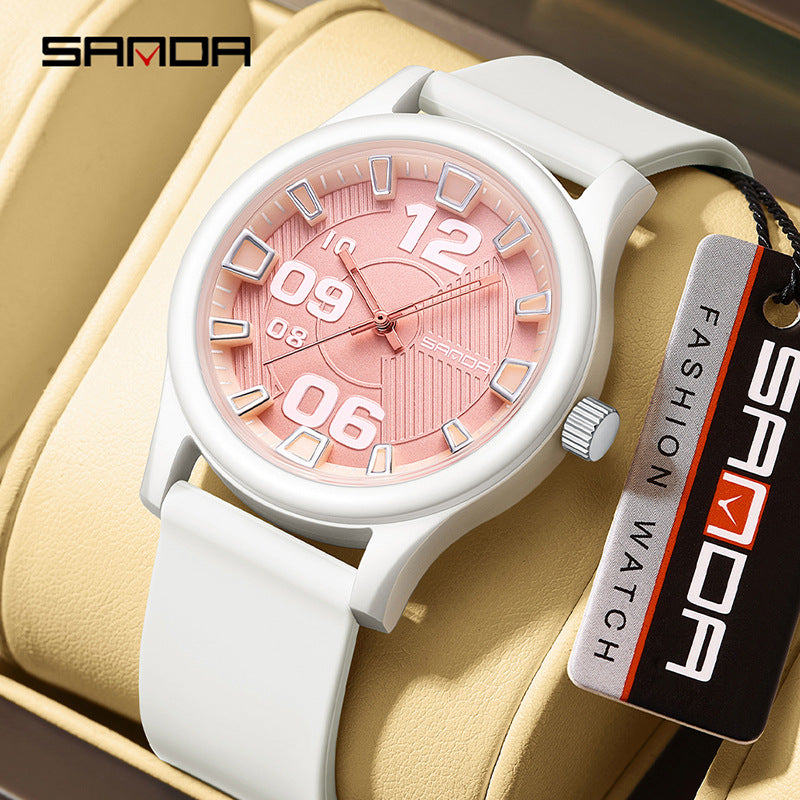 Sanda Kids Quartz Watch – Waterproof Contrast Color Silicone Student Watch